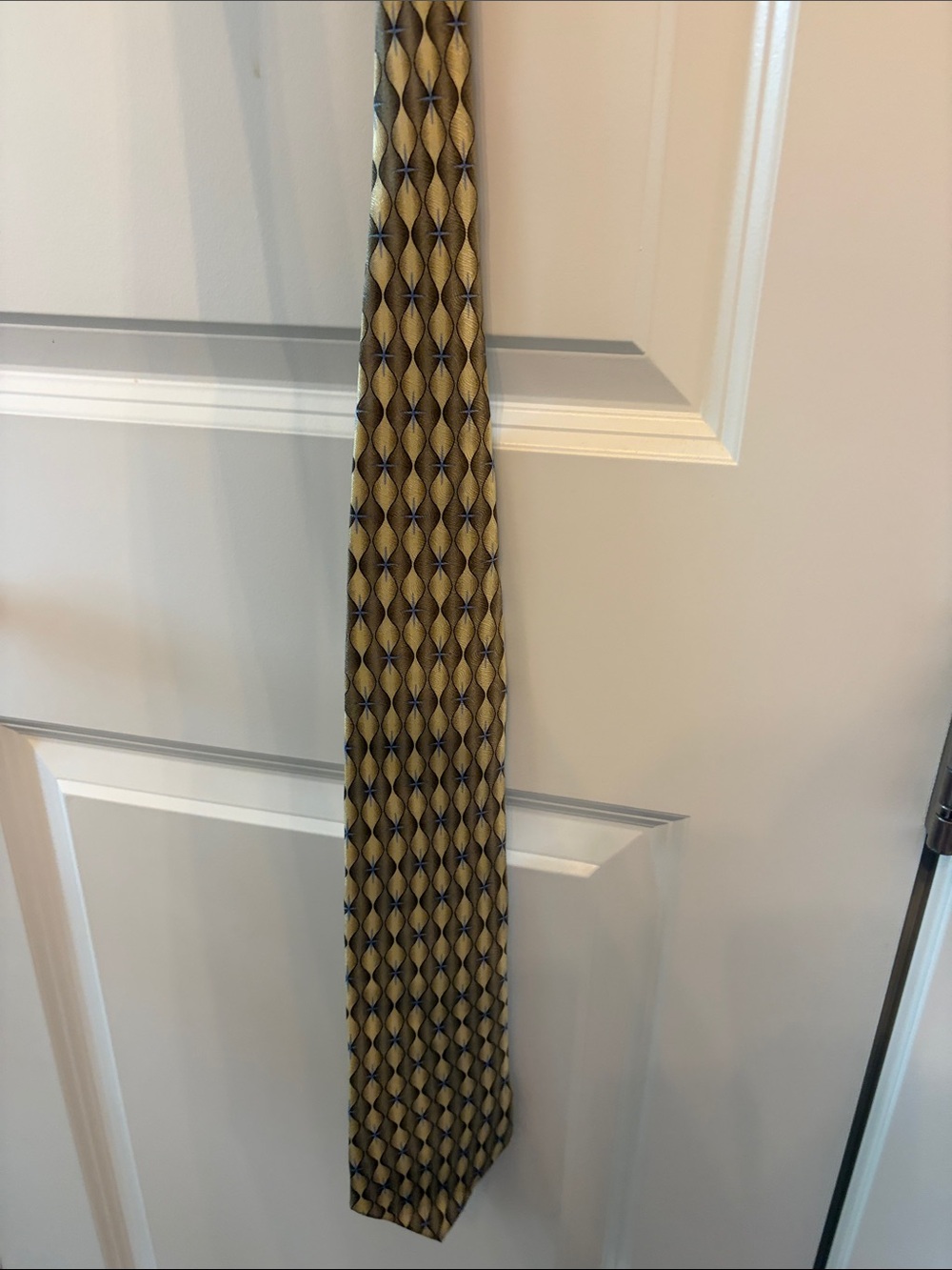 Grateful Dead Gold and Navy Diamond-Pattern Tie